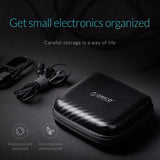 ORICO Headphone Case Bag Portable Earphone Earbuds Hard Box Storage for Memory Card USB Cable Organizer Mini Earphone Bag-Black