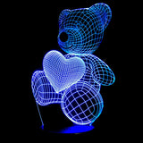 3D Led Lampe Bande Mignon Coeur Ours Forme Led Lampe 3D Bébé Nuit Veilleuse Sleeping Lighting Intérieur Ambiance Lampe Meilleur Cadeau Télécommande
