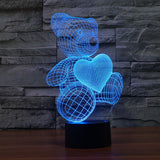3D Led Lampe Bande Mignon Coeur Ours Forme Led Lampe 3D Bébé Nuit Veilleuse Sleeping Lighting Intérieur Ambiance Lampe Meilleur Cadeau Télécommande