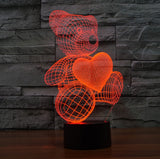 3D Led Lampe Bande Mignon Coeur Ours Forme Led Lampe 3D Bébé Nuit Veilleuse Sleeping Lighting Intérieur Ambiance Lampe Meilleur Cadeau Télécommande