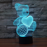 3D Led Lampe Bande Mignon Coeur Ours Forme Led Lampe 3D Bébé Nuit Veilleuse Sleeping Lighting Intérieur Ambiance Lampe Meilleur Cadeau Télécommande