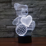 3D Led Lampe Bande Mignon Coeur Ours Forme Led Lampe 3D Bébé Nuit Veilleuse Sleeping Lighting Intérieur Ambiance Lampe Meilleur Cadeau Télécommande