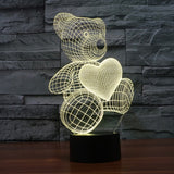 3D Led Lampe Bande Mignon Coeur Ours Forme Led Lampe 3D Bébé Nuit Veilleuse Sleeping Lighting Intérieur Ambiance Lampe Meilleur Cadeau Télécommande