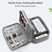 Travel Electronic Accessories Cable Organizer Bag Portable Case SD cards Flash Drives wires earphones double layer storage box