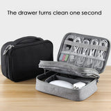 Travel Electronic Accessories Cable Organizer Bag Portable Case SD cards Flash Drives wires earphones double layer storage box