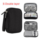 Travel Electronic Accessories Cable Organizer Bag Portable Case SD cards Flash Drives wires earphones double layer storage box