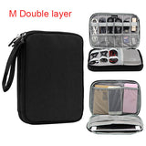 Travel Electronic Accessories Cable Organizer Bag Portable Case SD cards Flash Drives wires earphones double layer storage box