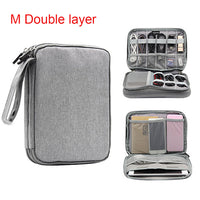 Travel Electronic Accessories Cable Organizer Bag Portable Case SD cards Flash Drives wires earphones double layer storage box