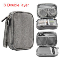 Travel Electronic Accessories Cable Organizer Bag Portable Case SD cards Flash Drives wires earphones double layer storage box