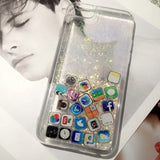 UVR 3D Cute software icon Glitter Dynamic Liquid Gold Silver Quicksand Case Coque Cacasa Funda for iPhone 6 s 7 Plus Soft Cover