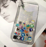 UVR 3D Cute software icon Glitter Dynamic Liquid Gold Silver Quicksand Case Coque Cacasa Funda for iPhone 6 s 7 Plus Soft Cover