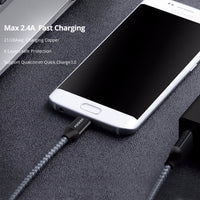 Micro USB Cable 2.4A Quick Charger Mini USB Phone Cable 2128AWG 1m 2m 3m Fast Charge Braid Cord for Xiaomi Data Cables