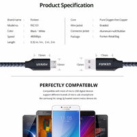 Micro USB Cable 2.4A Quick Charger Mini USB Phone Cable 2128AWG 1m 2m 3m Fast Charge Braid Cord for Xiaomi Data Cables