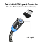 USB LED magnétique tressé réversible pour Apple et Android