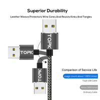 USB LED magnétique tressé réversible pour Apple et Android