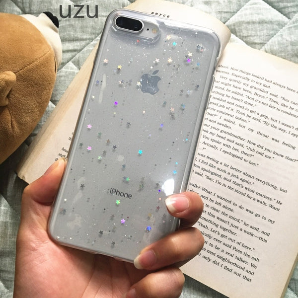 Glitter star case for iphone 8 7 6 6s plus x 10 6plus 7plus 8plus soft silicone bling cases etui for iphone 7 plus stars cover