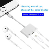 Audio Charger Adapter For Apple Lightning to 3.5mm Double Headphone Jack Adapter For iPhone X 8 7 Plus Couples Splitter