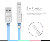 2en1 Câble USB 1M Charge Mobile Pour iPhone iPad iPod