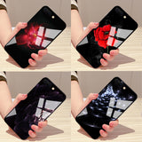 Tempered Glass Phone Case For iPhone 8 7 6 6s Plus Case Rose Floral Flower Shockproof Back Cover For iPhone 7 8 Plus Shell