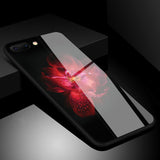 Tempered Glass Phone Case For iPhone 8 7 6 6s Plus Case Rose Floral Flower Shockproof Back Cover For iPhone 7 8 Plus Shell