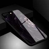 Tempered Glass Phone Case For iPhone 8 7 6 6s Plus Case Rose Floral Flower Shockproof Back Cover For iPhone 7 8 Plus Shell