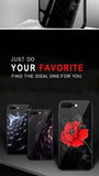 Tempered Glass Phone Case For iPhone 8 7 6 6s Plus Case Rose Floral Flower Shockproof Back Cover For iPhone 7 8 Plus Shell