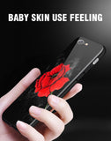 Tempered Glass Phone Case For iPhone 8 7 6 6s Plus Case Rose Floral Flower Shockproof Back Cover For iPhone 7 8 Plus Shell