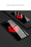 Tempered Glass Phone Case For iPhone 8 7 6 6s Plus Case Rose Floral Flower Shockproof Back Cover For iPhone 7 8 Plus Shell
