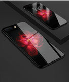 Tempered Glass Phone Case For iPhone 8 7 6 6s Plus Case Rose Floral Flower Shockproof Back Cover For iPhone 7 8 Plus Shell