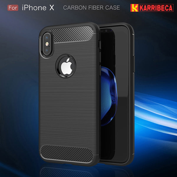 Carbon fiber silicone case for Iphone 5 6 s 7 8 plus cover for iphone x coque etui