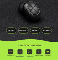 Mini Casque sans Fil Bluetooth Invisible Noir