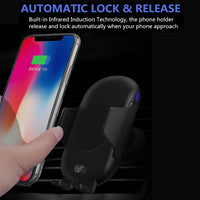 Fast Wireless Car Charger Automatic Induction Car Mount Air Vent Phone Holder Cradle for iPhone 8/ 8 Plus/ X Samsung S9 S8