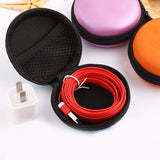 Overfly Portable Case for Headphones Case Mini Zippered Round Storage Hard Bag Headset Box for Earphone Case SD TF Cards
