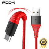 ROCK Hi-Tensile Micro USB Cable for Samsung Xiaomi Tablet Android 2A Fast USB Charging Cord Microusb Braided Charger Cable 120CM