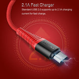 ROCK Hi-Tensile Micro USB Cable for Samsung Xiaomi Tablet Android 2A Fast USB Charging Cord Microusb Braided Charger Cable 120CM