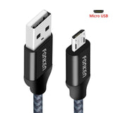 Micro USB Cable 2.4A Quick Charger Mini USB Phone Cable 2128AWG 1m 2m 3m Fast Charge Braid Cord for Xiaomi Data Cables