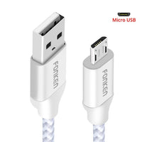 Micro USB Cable 2.4A Quick Charger Mini USB Phone Cable 2128AWG 1m 2m 3m Fast Charge Braid Cord for Xiaomi Data Cables