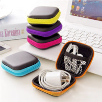 Square Earphone Wire Organizer Box Data Line Cables Storage Box Case Container Coin Headphone Protective Box 8cm