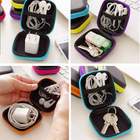 Square Earphone Wire Organizer Box Data Line Cables Storage Box Case Container Coin Headphone Protective Box 8cm