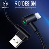 Cable de recharge USB pour iPhone iPod iPad compatible 5 6 7 8 X XS XR (90 degré) Cable fast Charging LED Mobile