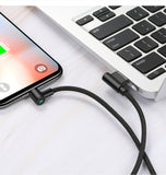 Cable de recharge USB pour iPhone iPod iPad compatible 5 6 7 8 X XS XR (90 degré) Cable fast Charging LED Mobile