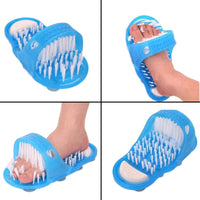 Nettoyant de pied de douche, pantoufles de masseur de brosse de douche de chaussure en plastique de bain, brosses bleues d'épurateur de pied récurent des sandales de massage