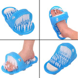 Nettoyant de pied de douche, pantoufles de masseur de brosse de douche de chaussure en plastique de bain, brosses bleues d'épurateur de pied récurent des sandales de massage