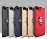 TPU silicone case+ring kickstand plain color cover for iphone 5 s 6 7 8 plus funda hoesje coque etui kryt tok husa carcasa kilif