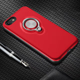TPU silicone case+ring kickstand plain color cover for iphone 5 s 6 7 8 plus funda hoesje coque etui kryt tok husa carcasa kilif
