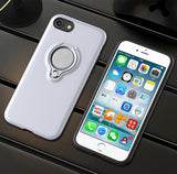 TPU silicone case+ring kickstand plain color cover for iphone 5 s 6 7 8 plus funda hoesje coque etui kryt tok husa carcasa kilif