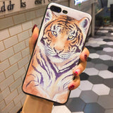 Fashion Tiger Leopard Print Panther Photo Soft Phone Case For iPhone 7 plus 6S 5 6S plus 8 8plus X Mobile phone shell