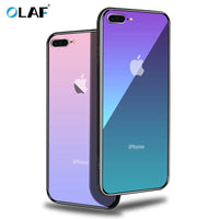 OLAF Tempered Glass Phone Case for iPhone X 10 Protective Mobile Phone Cover Cases for iPhone 7 8 6 6s Plus Silicone Glass Case