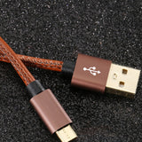 Micro USB Cable 1M Premium Leather Braided Cable for Samsung Xiaomi Huawei Android Wires Fast Charge Data Mobile Phone Cable