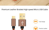 Micro USB Cable 1M Premium Leather Braided Cable for Samsung Xiaomi Huawei Android Wires Fast Charge Data Mobile Phone Cable